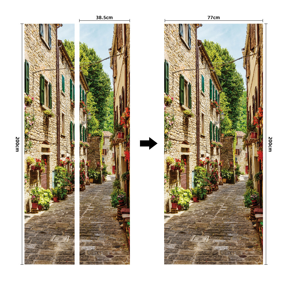 Pegatinas para puertas 3D respetuosas con el medio ambiente, autoadhesivos, fabricantes de origen al por mayor, patrones populares transfronterizos de alta definición, adhesivos para puertas impermeables, a prueba de aceite y antiincrustantes