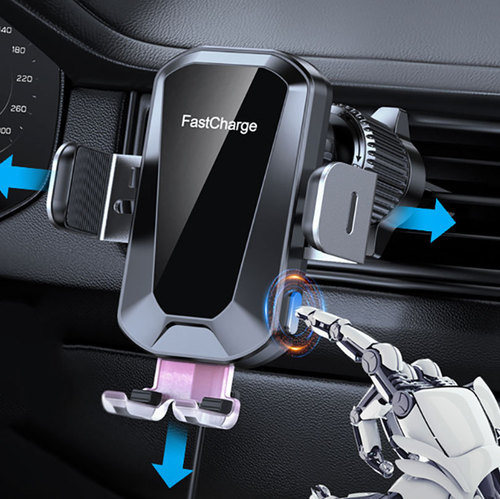 Car phone holder 15W fast charging car air vent clip with automatic sensing three-axis linkage night ambiance light