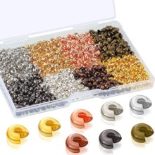 跨境爆款8色定位夹扣珠开口珠盒装定位护线器DIY饰品配件收尾材料