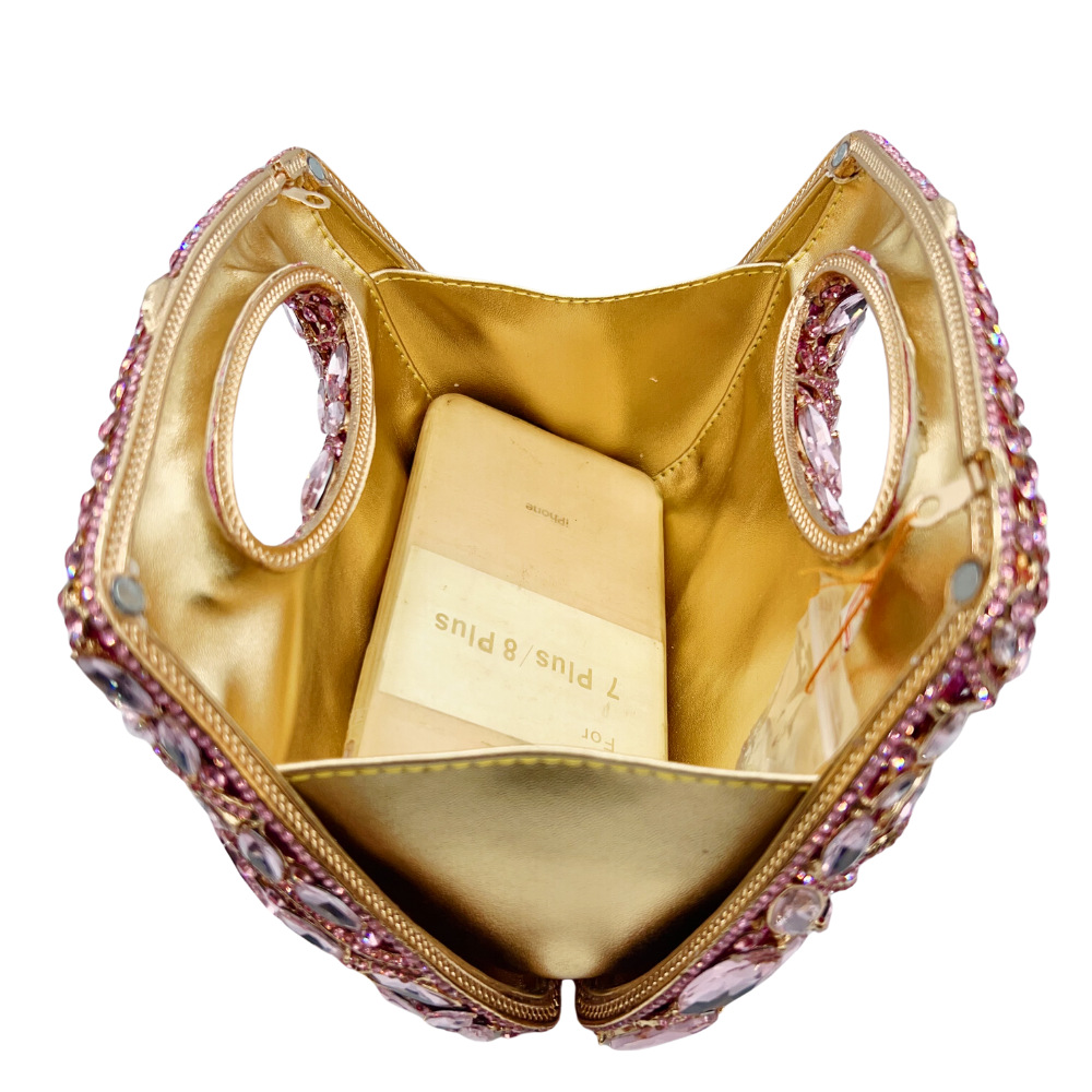 Túi clutch nữ đính đá dạ tiệc thủy tinh rỗng nạm kim cương — Màu đen, Màu hồng, màu tím, Tùy chỉnh màu sắc khác