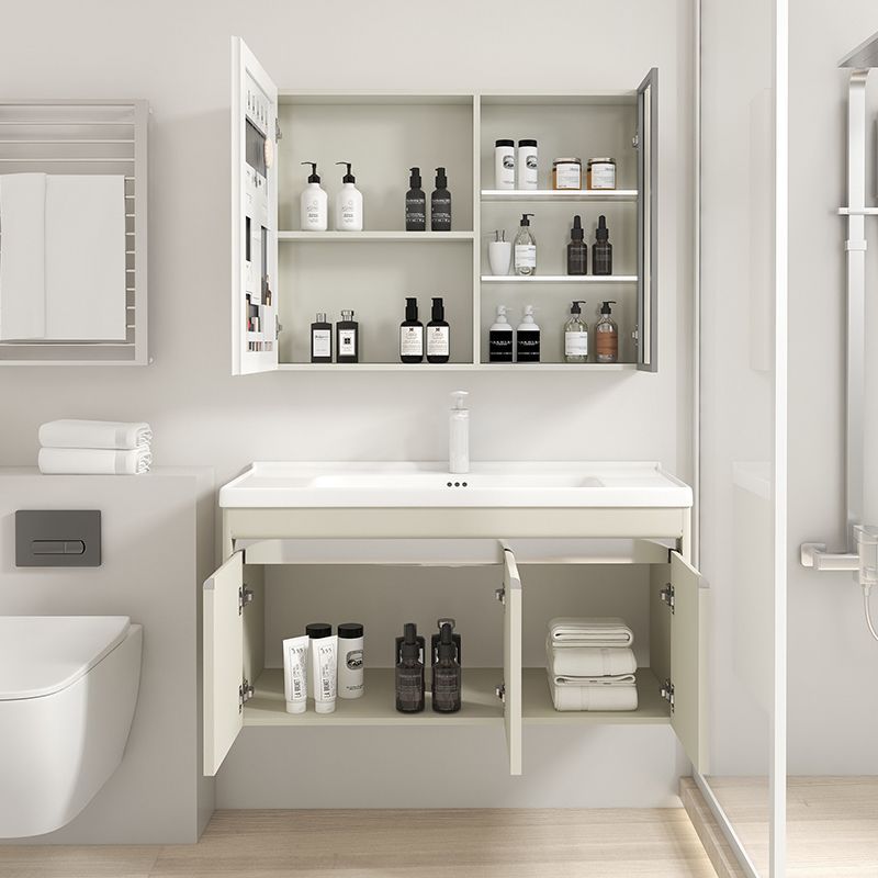 41 ancho de acero inoxidable gabinete de baño de cerámica cuenca integrada pequeño apartamento baño lavabo combinación