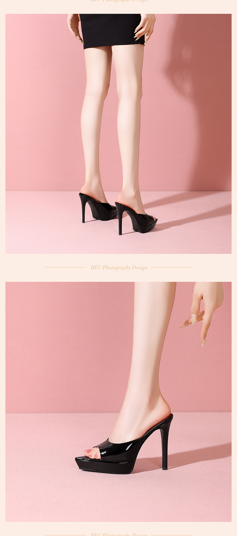 Sandal cao gót nữ mũi nhọn đế platform da thật gót 12 cm — Trắng 12cm chi tiết 6