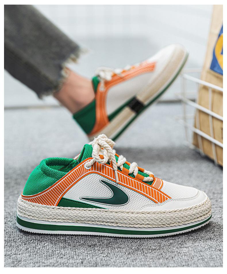 Scarpe da uomo autunnali Nuove scarpe sportive in mesh Un pedale Scarpe da marea intrecciate in paglia a doppio scopo con fondo spesso Scarpe casual da studente traspiranti da uomo_voghion.com