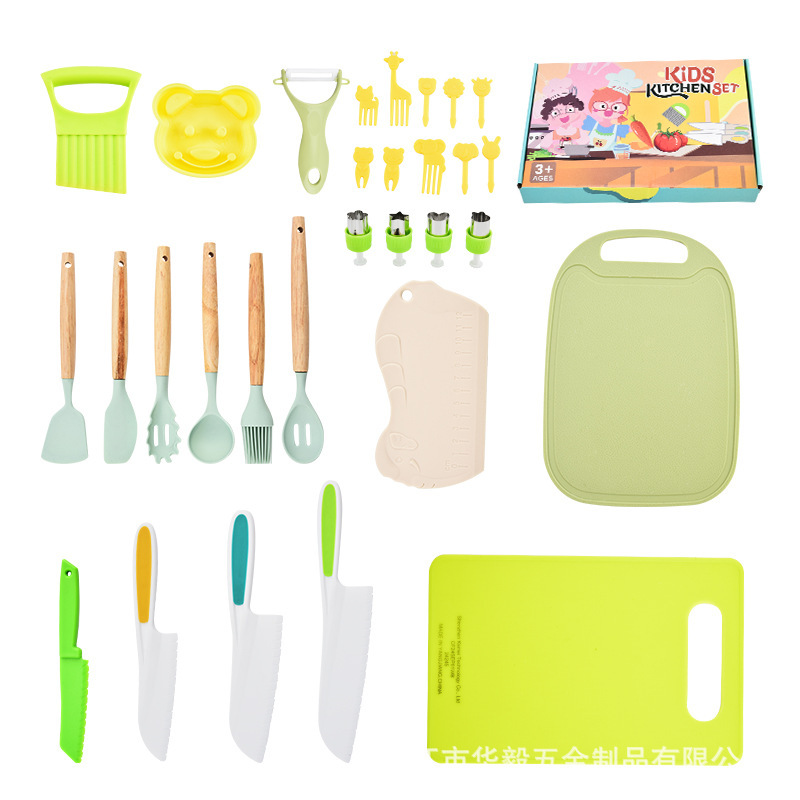 Juego de juguetes para hornear de educación temprana para niños Kindergarten Diy Gadgets Tablero de cocina Caja de regalo de 35 piezas pp Cuchillo de frutas