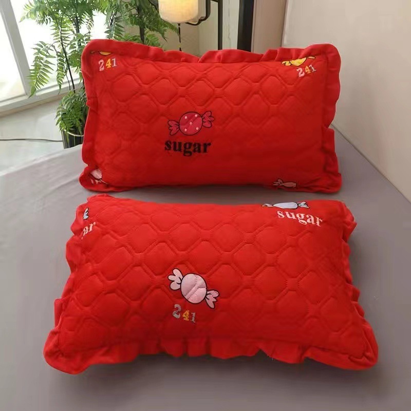 Winter double-layer quilted pillowcase, warm set for elementary school students