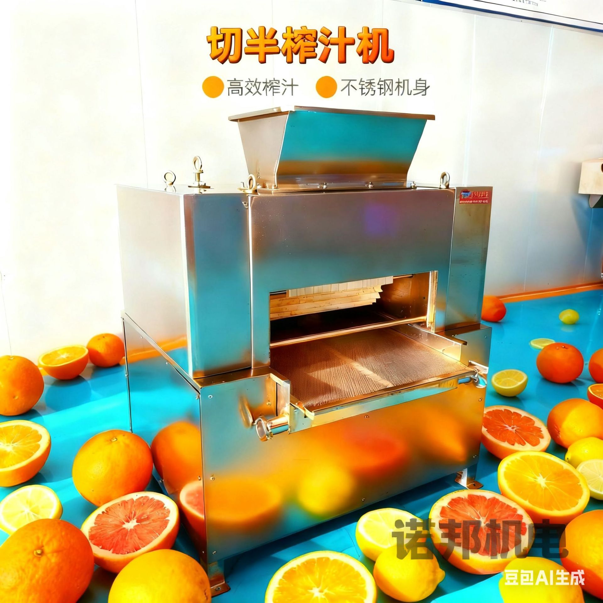 橙子柠檬切半榨汁机  对辊柚子榨汁设备   带皮橙子榨汁机器