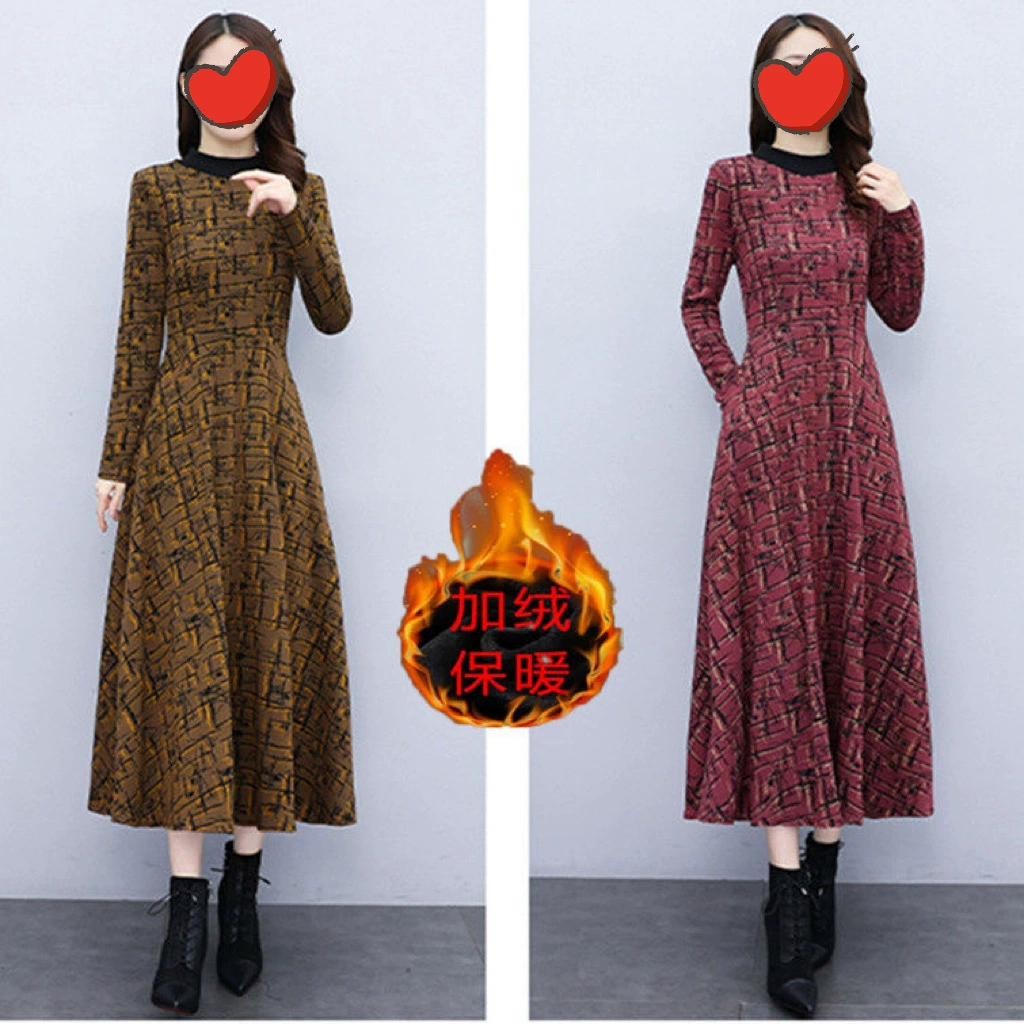 Плюшевая толстая зимняя длинная юбка женская половина высокого воротника