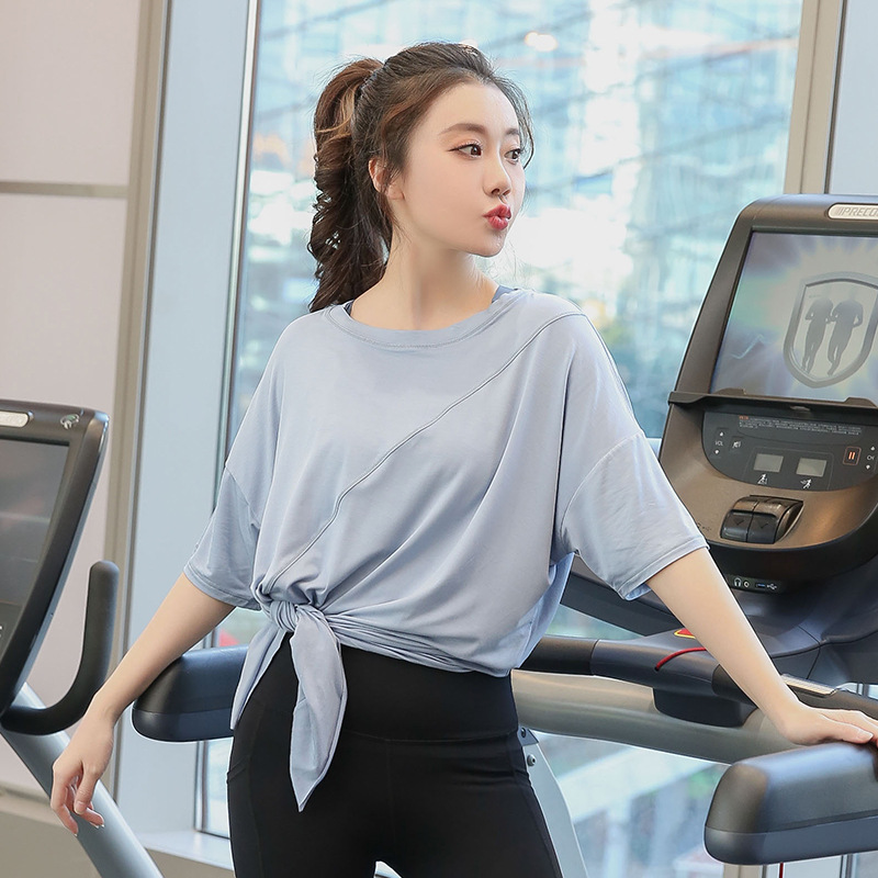 Yoga clothing T-shirt women's plus size fitness clothing chubby girl running sportswear jacket summer 200kg breathable quick-drying clothes