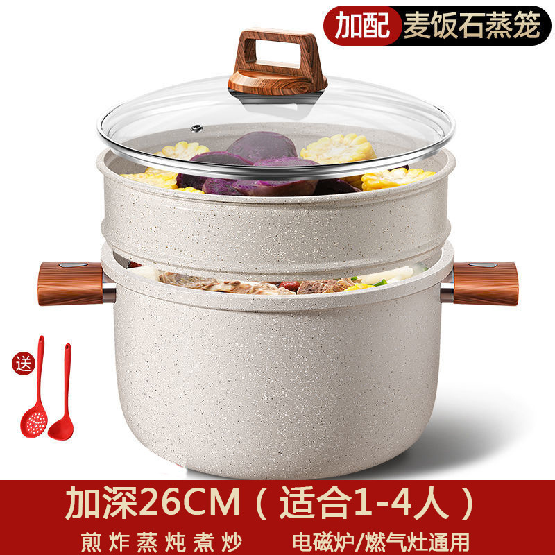 Olla de sopa de piedra médica caliente Olla antiadherente de dos orejas Olla de cocina Olla de estofado especial Estufa universal Olla antiadherente al vapor