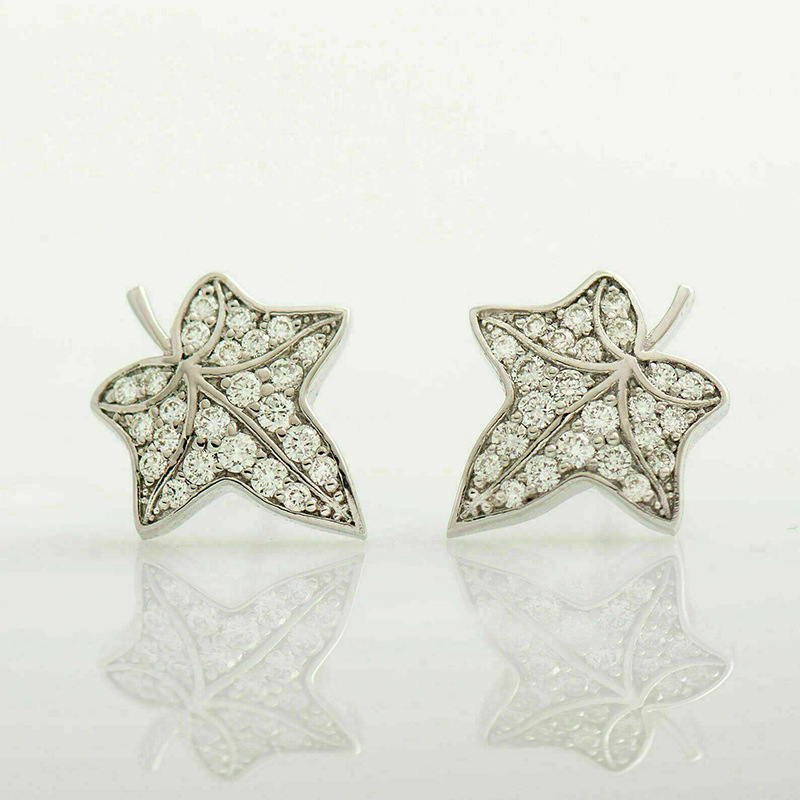 1 Pair Simple Style Maple Leaf Plating Inlay Copper Zircon Ear Studs display picture 5