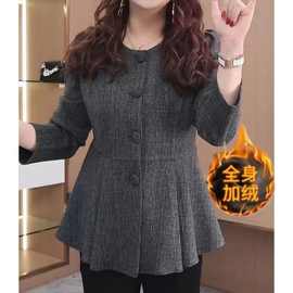 加绒加厚气质大码女装秋冬显瘦遮肚子上衣宽松衬衫打底衫可外穿