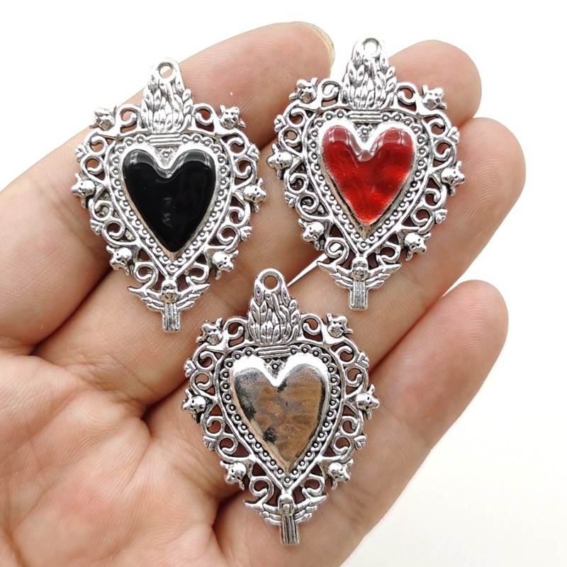 8g Weight Pendant Jewelry Making Type 10 Pieces Diameter 4mm Zinc Alloy Heart Shape Pendant