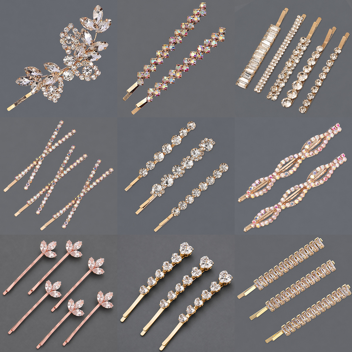Horquilla de zirconio de lujo ligero europeo y americano con incrustaciones de diamantes, pinza de pelo de alta gama para mujer, suministro mayorista transfronterizo directo de fábrica.