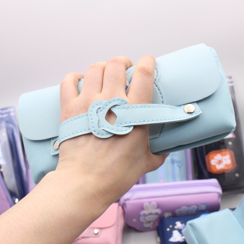 Estuche para lápices BST de doble capa y múltiples compartimentos - Tela Oxford - Diseño cartoon unisex - Gran capacidad