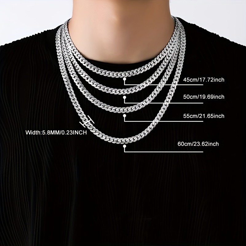 Vintage Cuban Link Necklace For Men In Titanium Steel Embossed_voghion.com