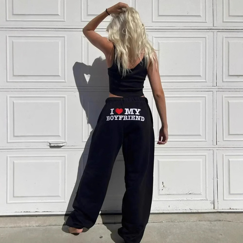 I LOVE MY GIRLFRIEND love letter printing thickened cross-border best selling casual sports pants wholesale
