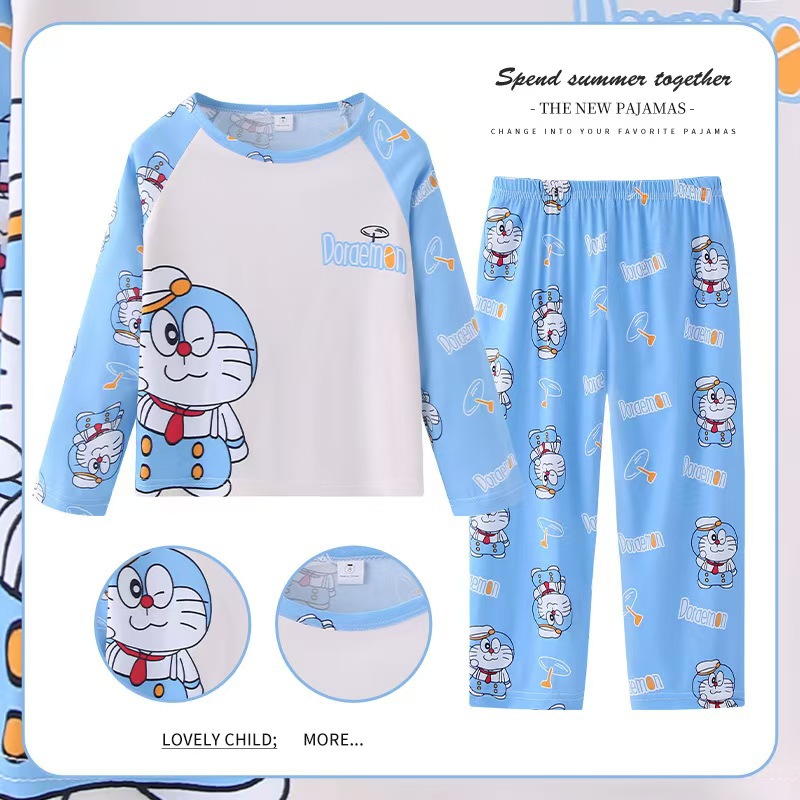 Pijamas de las niñas primavera y otoño manga larga delgada medio y grande niños lindos dibujos animados bebé niños princesa estilo homewear traje