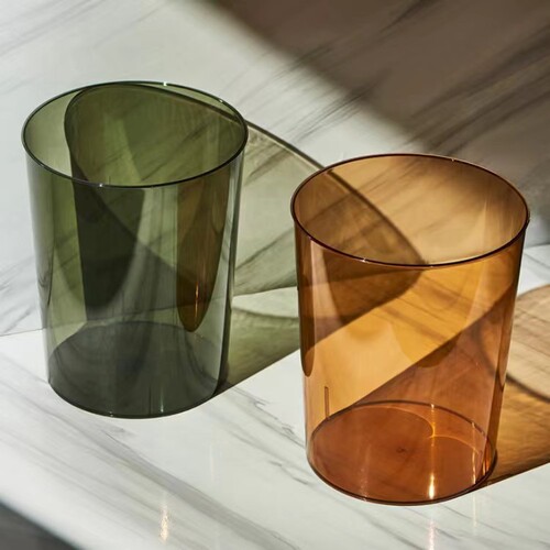 Household large-capacity transparent acrylic trash can light luxury high-value trash can lidless garbage basket paper basket wholesale