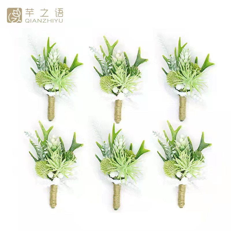 跨境电商热销简约韩式多肉森系ins风婚礼结婚新娘浪漫胸花手工DIY