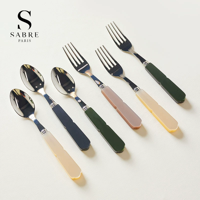 Французский Sabre Paris цветной смоляной ручкой нож вилка ложка с высоким значением лица свежий домашний изысканный нож для масла