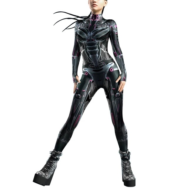 2024 new European and American women's thermal imaging animal texture 3D digital printing clasp jumper role-playing suit