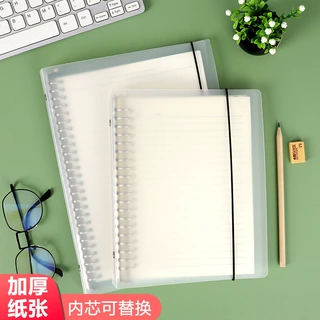磨砂外壳A5活页本 金属夹网格横线替芯线圈本 pp笔记本记事本