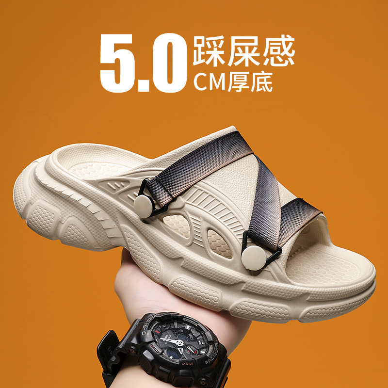 2024 nuevas zapatillas para hombres de verano tendencia de usar al aire libre sensación de mierda juvenil sandalias de playa de doble propósito