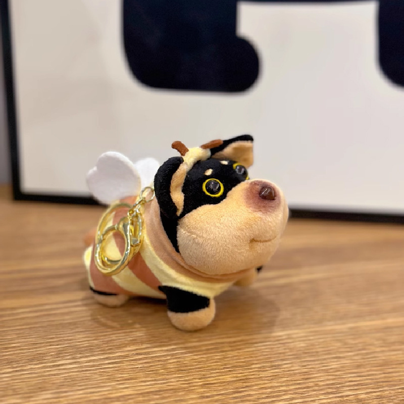 Niedliche Biene Welpen Tasche Anhänger für Mädchen Plüsch Puppe Schlüsselanhänger Spielzeug Nische High-End-Rucksack Dekoration_voghion.com