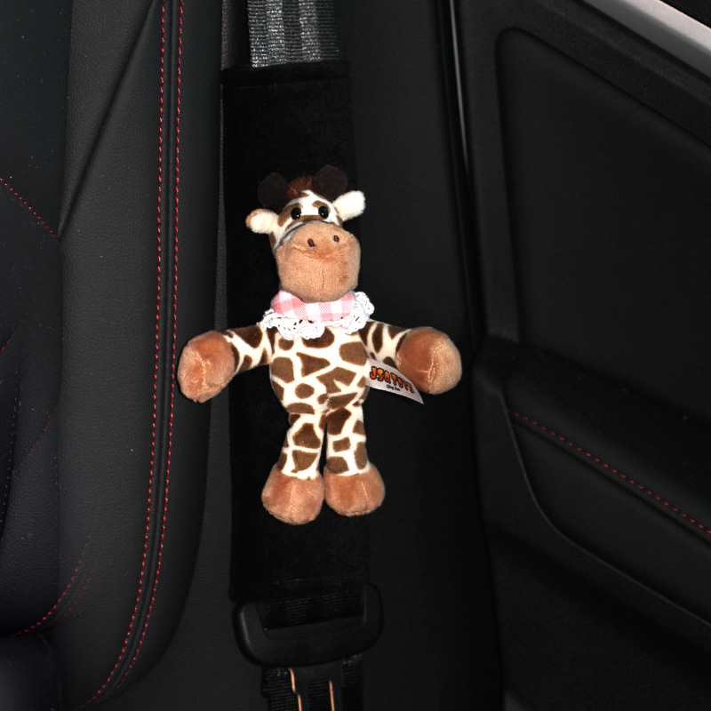 Car Seat Belt Shoulder Cover, Cute Little Animal Plush Anti-Stranglehold Car Decorative Ornaments, New Car Gift for Girls