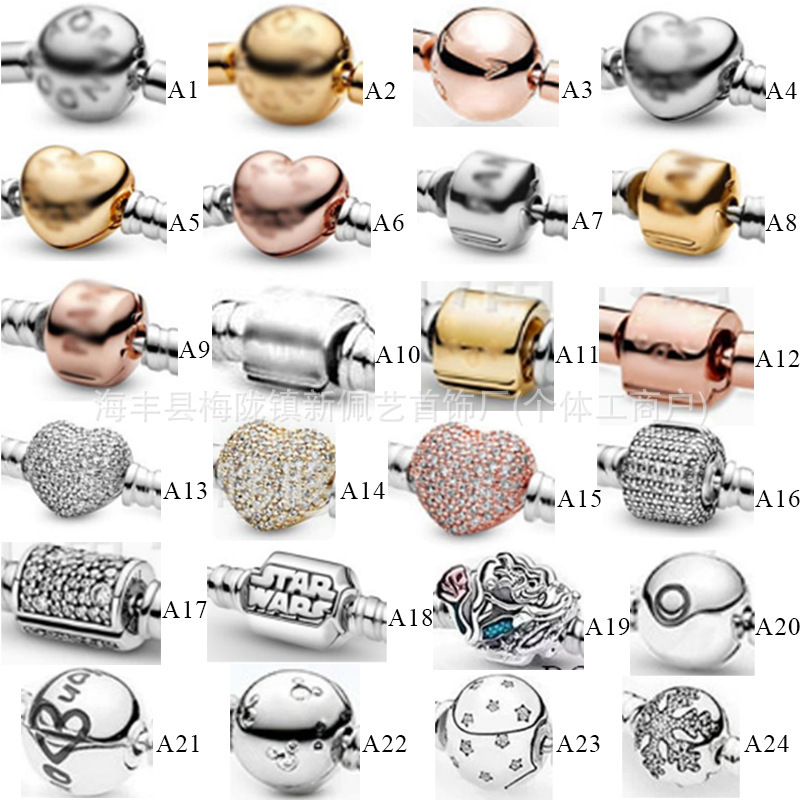 Pandora S925 White Copper Silver-Plated Clasp Classic Square Head Jewelry Heart-Shaped Full Diamond High-End Luxury Bracelet Accessories