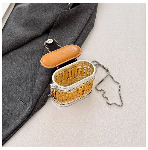Cross-border mouth red envelope  winter new European and American fashion metal hollow single shoulder cross-body chain women's bag evening bag