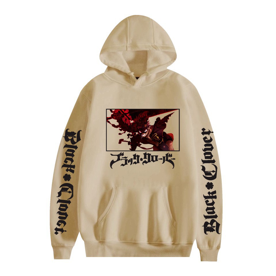 Nuevo estilo transfronterizo popular popular japonés riman black de cuatro hojas-Black Clover más suéter con capucha de terciopelo para mujer