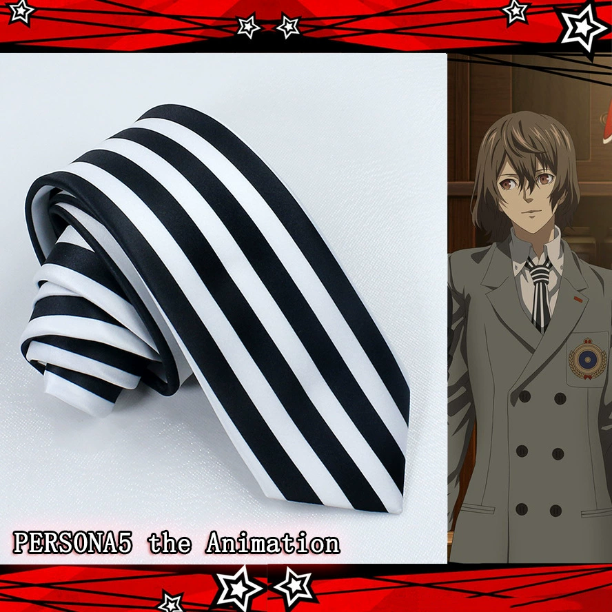 Goddess Different Record 5 Tie Persona5 Goro Akechi Wise 郞 Black and White striped tie