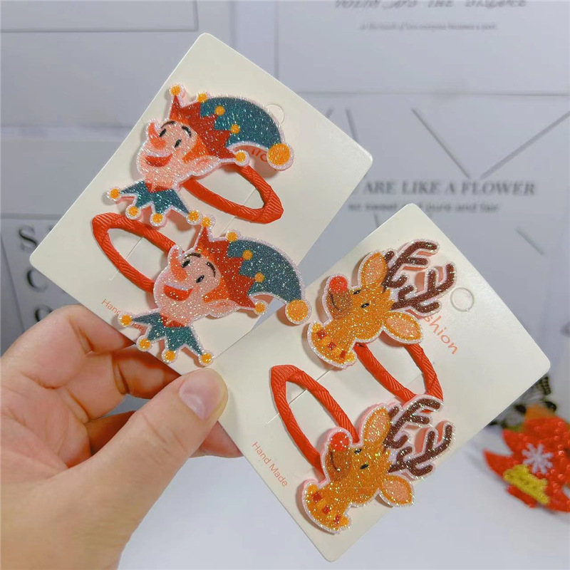 22g Weight Hair Clip Hair Accessories Type 1 Pair Quantity Street Occasion Christmas Festival Cartoon Pattern Girl'S Gender Classic Style Style Christmas Classic Style Girl'S Cartoon Hair Clip 无