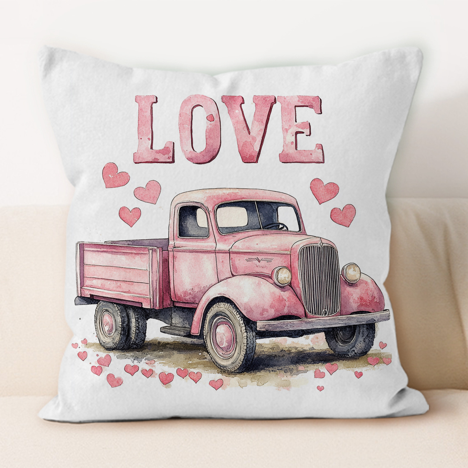 Día de San Valentín almohada de impresión rosa sala de estar nórdica lino cama de oficina almohada de respaldo decoración del hogar