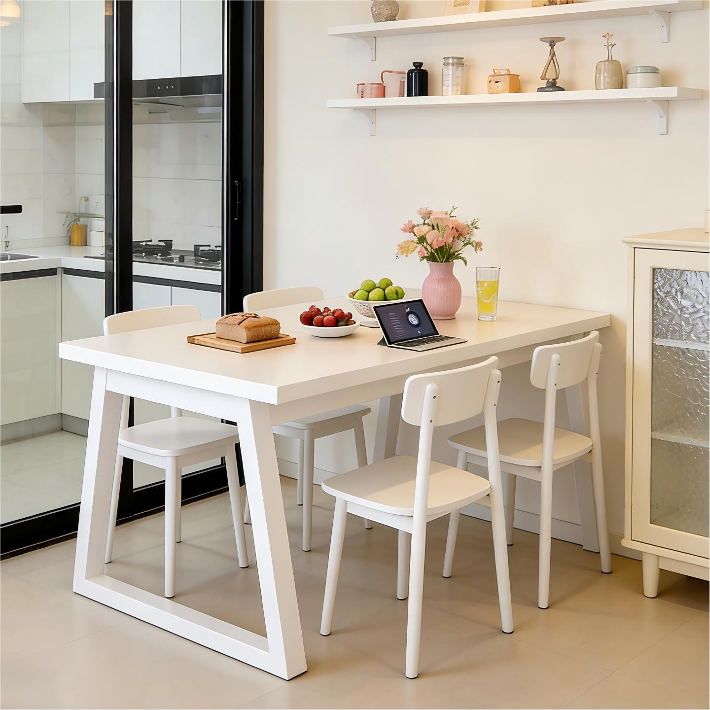 2026 nueva mesa de comedor de estilo crema de alta calidad pequeña mesa de comedor de sala de estar doméstica rectangular simple mesa blanca