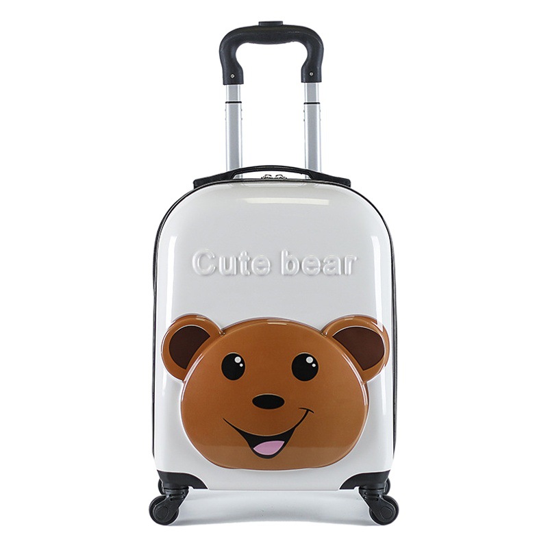 Nueva caja de la carretilla de los niños de 18 pulgadas kindergarten equipaje logotipo imprimible lindo dibujos animados universal rueda maleta
