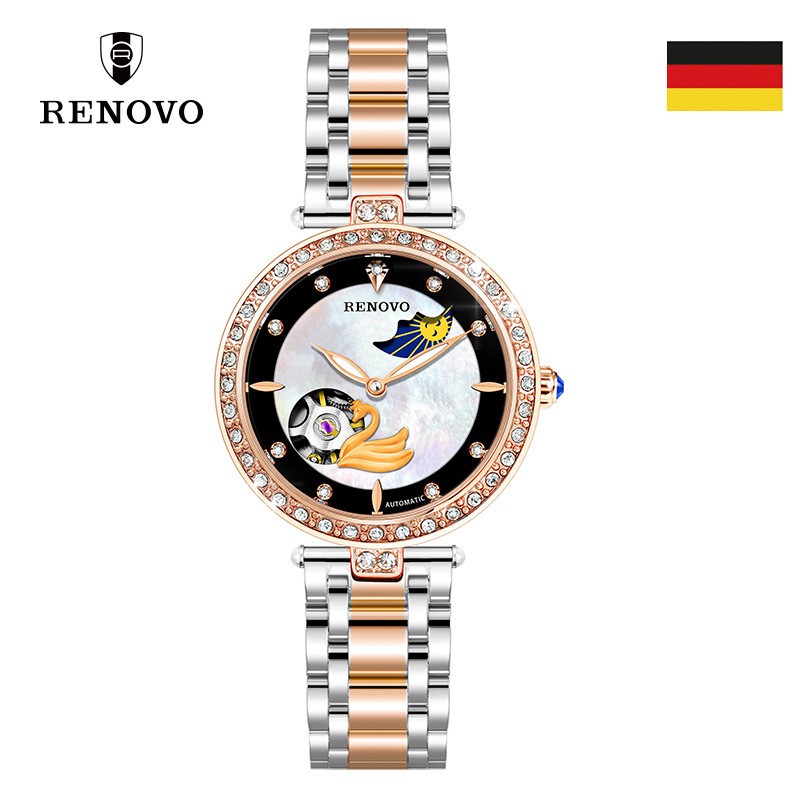 Official Genuine Renovo Fully Automatic Mechanical Watch, Light Luxury Niche High-End Women's Watch 33135