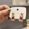 Demi-season cartoon rabbit, cute earrings for elementary school students, silver needle, 2021 collection, Korean style, silver 925 sample