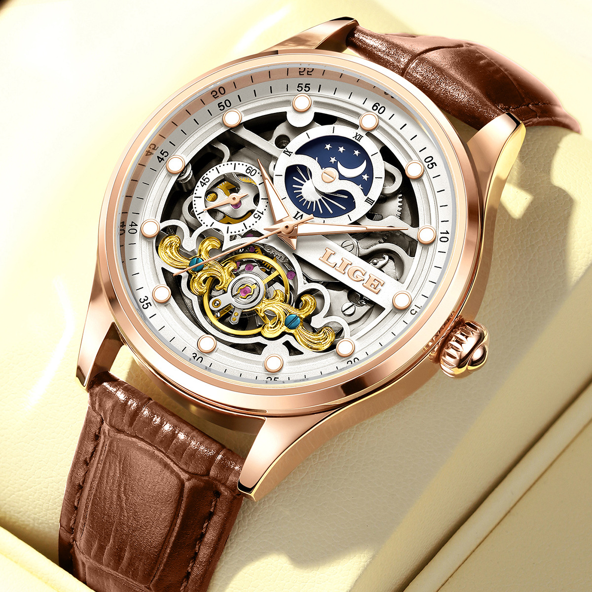 Lige / Cross-Border Male Watch Fully-Automatic Mechanical Watch Male Mechanical Watch Tourbillon Watch Male Watch
