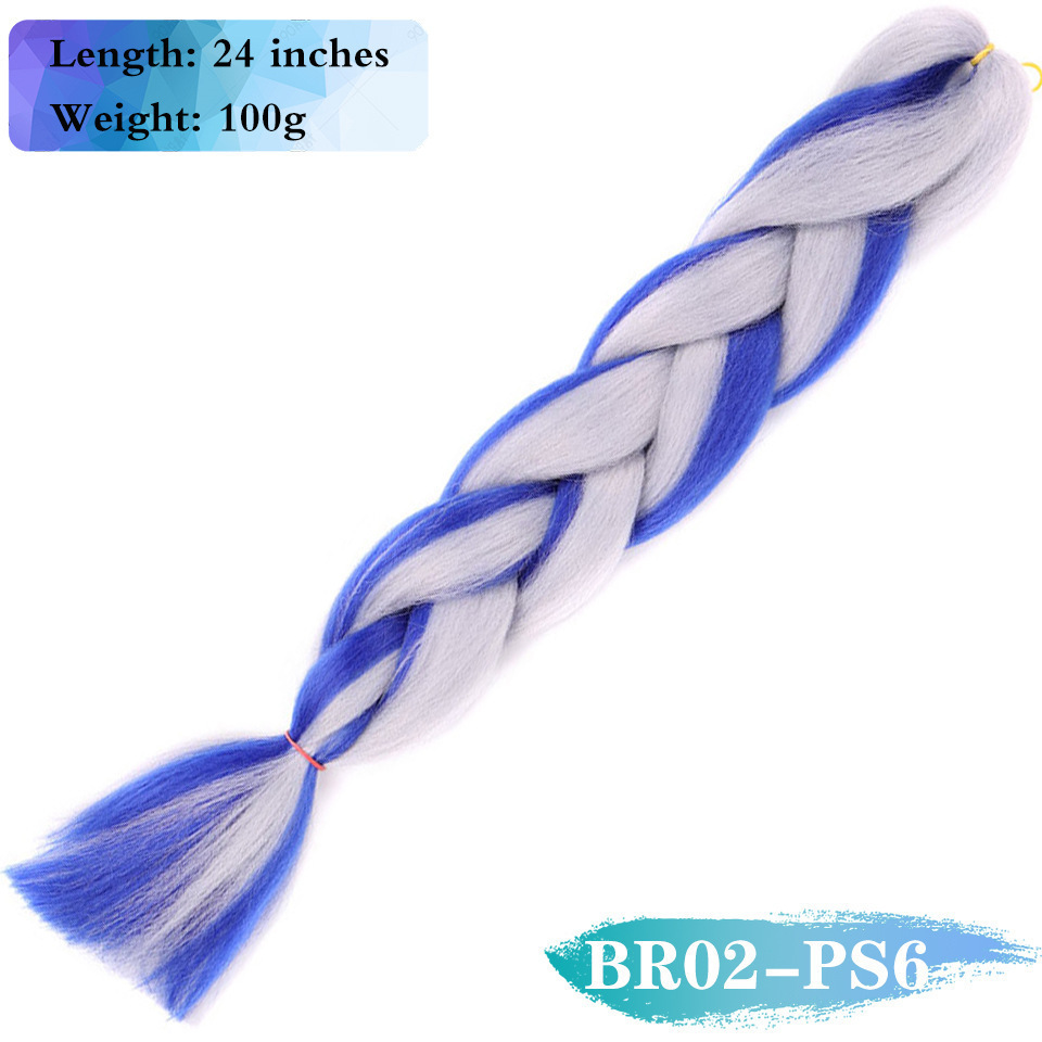 Peruca de comercio exterior gran trenza color gradiente africano gran trenza fibra química de alta temperatura seda trenza pelucina trenzada extensión de pelo