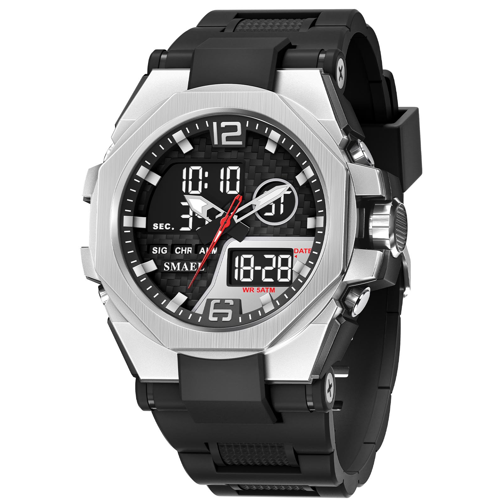 SMAEL Smaller tendencia al aire libre aleación táctica doble reloj de pulsera nocturna impermeable doble reloj electrónico 8103