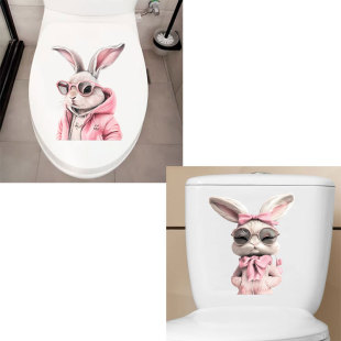 Cartoon proud rabbit toilet toilet stickers bathroom toilet lid decorative home stickers wholesale