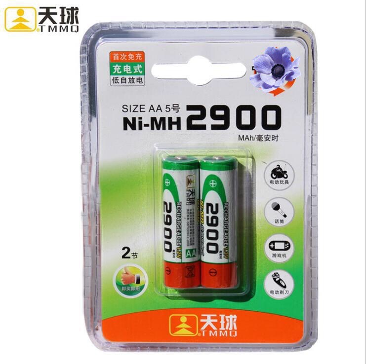 天球镍氢5号2900mAh毫安充电电池五号AA适用话筒玩具万能表照相机
