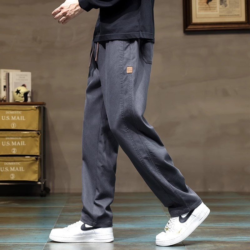 春秋季新款男士休闲裤宽松直筒潮牌美式复古工装阔腿长裤子男款潮|undefined
