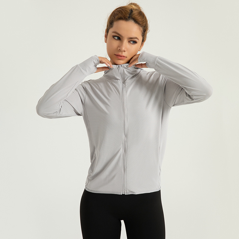 Zona transfronteriza verano nueva chaqueta de protección solar con capucha para mujer ropa de protección solar transpirable jacquard al aire libre