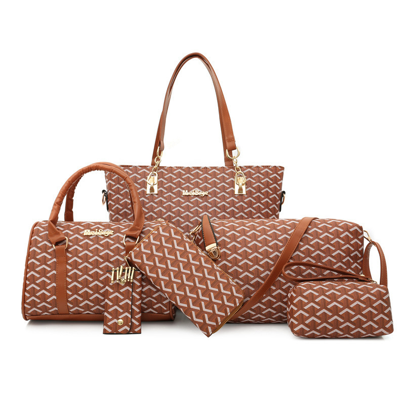 Bag Women's 2020 Autumn and Winter Bag Fashion Stylish Trendy Shoulder Crossbody Bag Practical Handbag Six-piece Set Bag