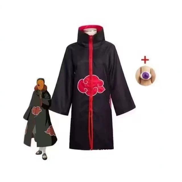 Naruto Uchiha Obito Tobi Akatsuki organization costume cosplay jacket ribbed mask jade ring full outfit