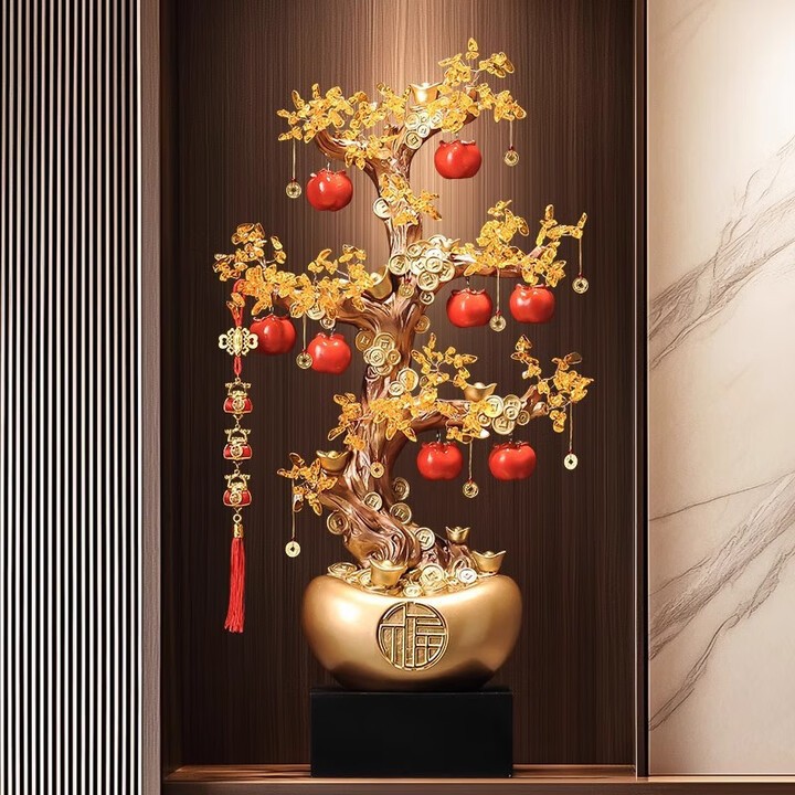 เครื่องประดับต้นไม้เงินสไตล์จีนที่ดึงดูดความมั่งคั่ง ของตกแต่งสำนักงานสุดหรูที่มีลักษณะเป็นต้นไม้เงินรูปทรงแท่ง