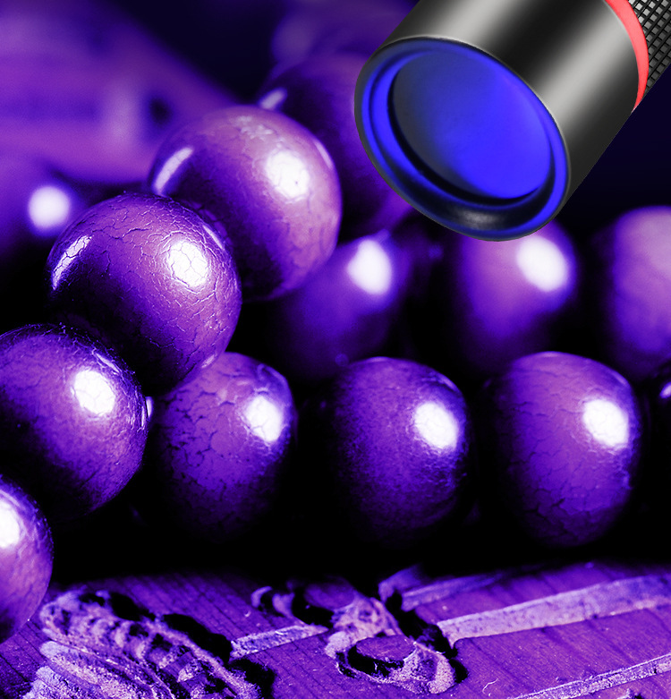 High-power Woods' purple flashlight 365nm UV identification tobacco and wine anti-counterfeiting fluorescent agent cat ringworm detection lamp